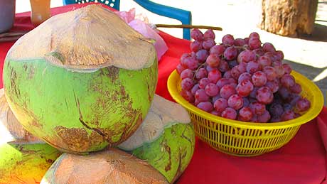 Uvas y cocos fríos en Zacapa, cercanías de Usumatlán.